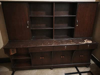 Large Wooden Showcase / Storage Cabinet / Bookcase with Drawers