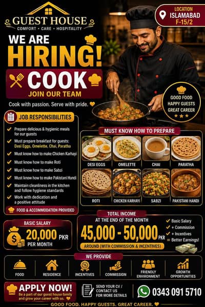 Cook for Guest House
