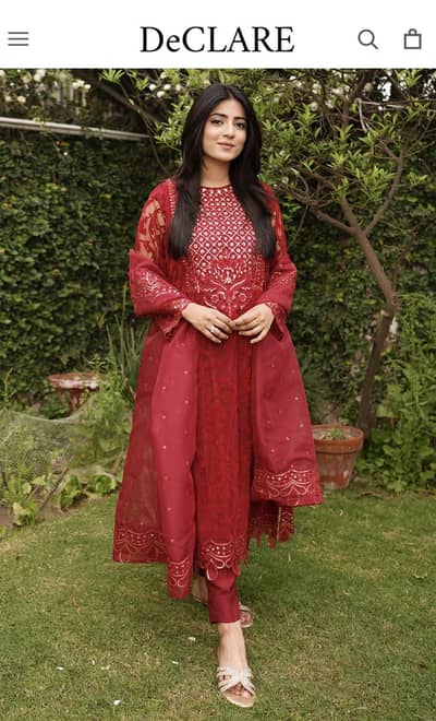 Sequence embroidered broshia net 3pc dress