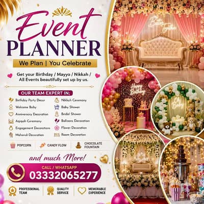 Event Planner balloon decorations birthday Mayyo Nikah Engagement