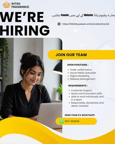 Need female For website Management Order Confirm customer support
