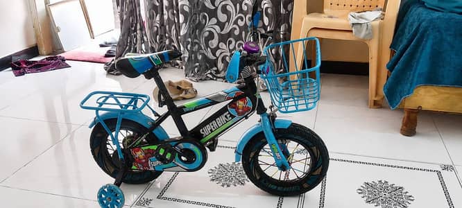 Kids superbike bicycle 14 inch with basket & training wheels - Iron Ma