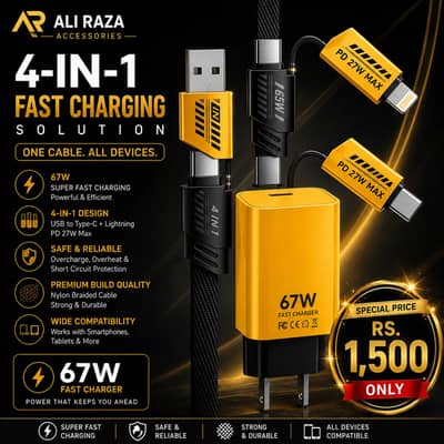  4-in-1 67W Fast Charger & Charging Cable 