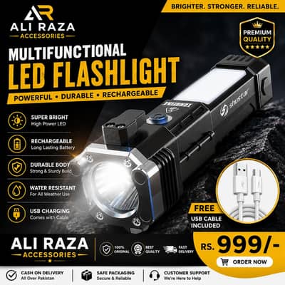  Rechargeable LED Flashlight | Super Bright | Rs. 999 