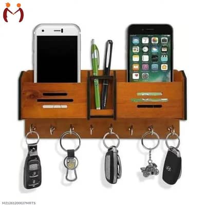 wodden double poker mobile & key holder wall mount