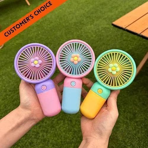 2 Pcs Portable Mini Hand Fan Combo Deal | USB Rechargeable Handheld Cooling Fan | 3 Speed Personal Fan | Desktop Stand | Cute Pineapple Design | Low Noise | Home Office Travel Summer Fan