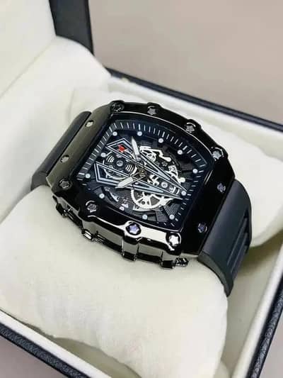 RICHARD BLACK BELT SKELETON WATCH cash on delivery