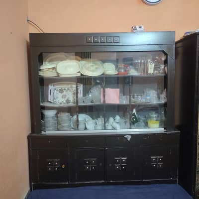 Beautiful Wooden Crockery Showcase / Display Cabinet – Good Condition