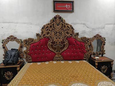King sized bed with side tables and dressing table pure wooden
