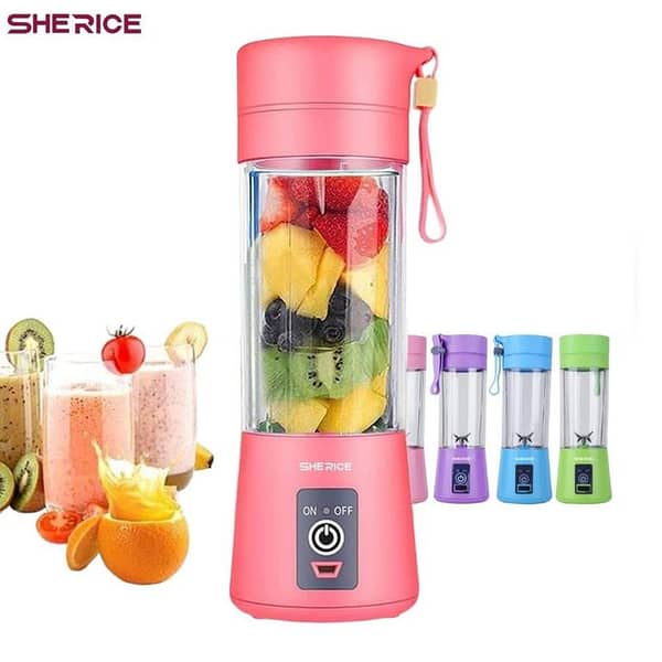 Portable Mini Electric Juicer Machine USB Rechargeable Blender Bottle | Personal Smoothie Maker | Fruit Juice Mixer for Kitchen | Mini Juicer Cup for Shakes, Smoothies & Baby Food | 6 Blade