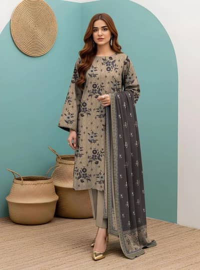 Premium Embroidered 3-Piece Unstitched Suit