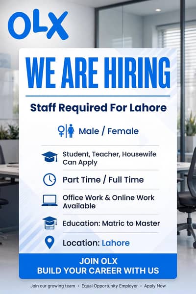 Hiring Staff Required For Office Work And Online Work In Lahore
