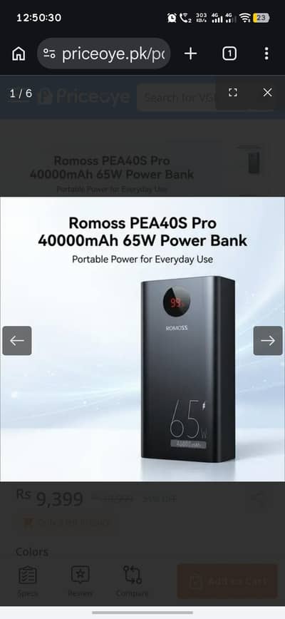 Romoss powerbank 40000mah 65watt