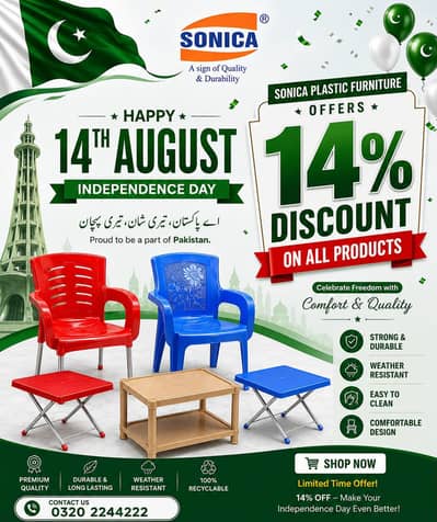 Sonica Plastic Furniture(Chairs/Tables and other furniture)