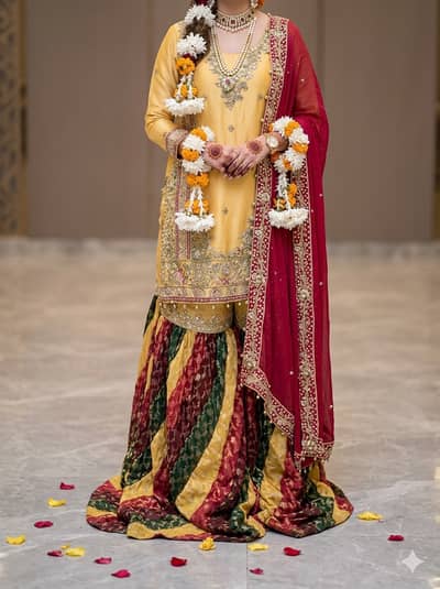 Designer Pakistani Bridal Ghagra Suit for Mehndi & Mayun | Agha Noor