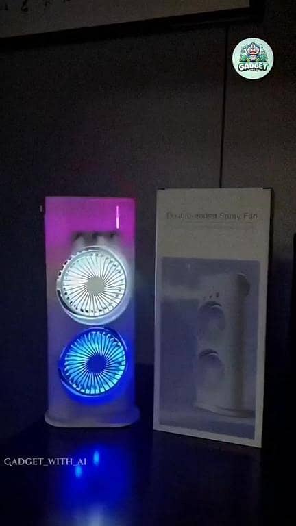 Double Fan Air Cooler | Portable USB Cooling Fan with Mist Humidifier & LED Light | Personal Air Conditioner