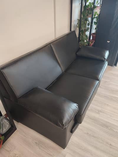 black leather sofa