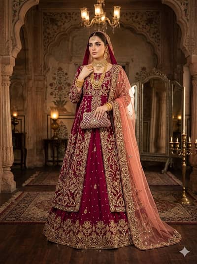 Original Agha Noor Bridal Studio Lehenga Gown | Heavily Embroidered