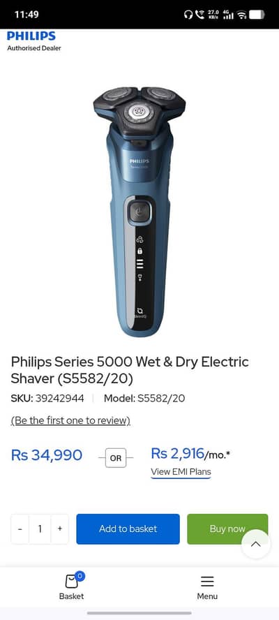 Philips Series 5000 Wet & Dry Electric Shaver (S5582/20)