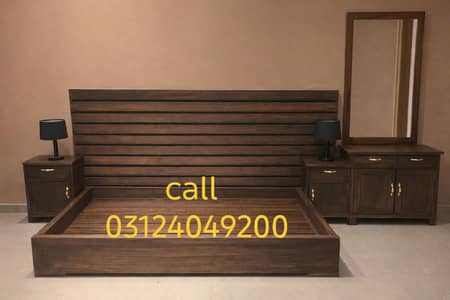 low profile wooden bed set /dressing table