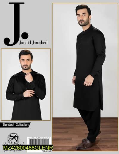 Men's Black Unstitched Suit Wash Wear Summer
