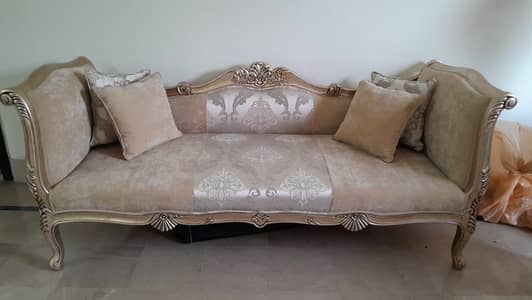 Luxury Carved Wooden Sofa Set – 2 Pieces, Brand New