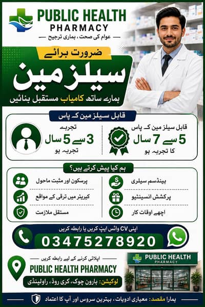 pharmacy job available 03475278920