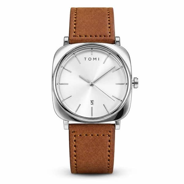 TOMI T-084 Men's Watch Quartz Date Leather Strap branded