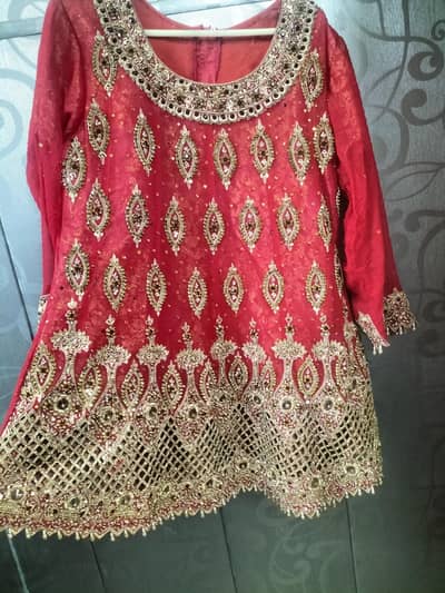 3 piece bridal dress lehanga Bright Red colour with dopatta large