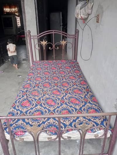 iron single bed with mattress