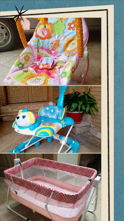 Baby walker, baby Swing , baby cot for sale