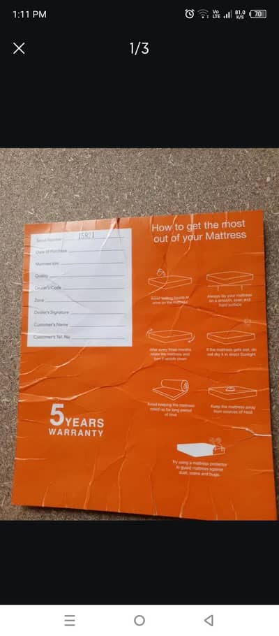 queen size mattress, 5 years warranty, doctor approved orthopedic