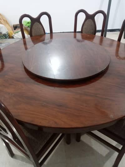 LARGE FAMILY DINNING TABLE WITH LAZY SUSAN TURNTABLE  FOR SALE WI