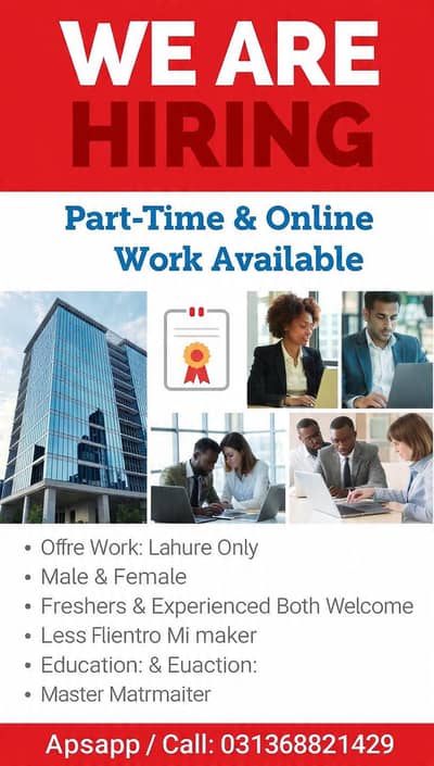 NEED URGENT STAFF OF 50 PERSONS FOR ONLINE WORK