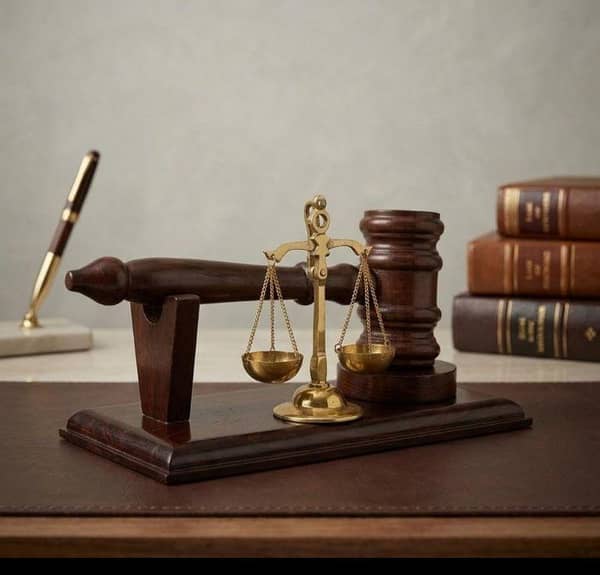 Premium Polished Wooden Gavel with Brass Scale , Lawyer Judge Ceremonial Gavel Set, Dark Brown Gavel , Wooden Gavel Set.