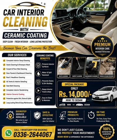 car interior cleaning with ribbon polish service available door step