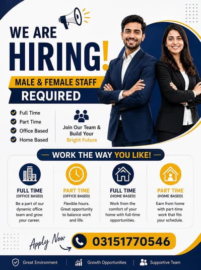 hiring staff mall female for office based home based