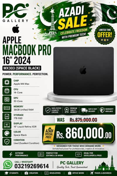 Apple MacBook Pro 16" 2024 M4 Max 36GB RAM | 1TB SSD Space Black Apple