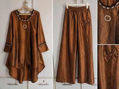 Copper Color Fancy 2-Piece Dress – Stylish & Elegant 