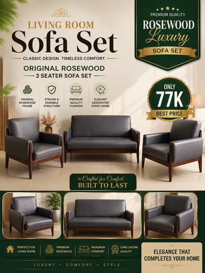 Original Rosewood 3 Seater Sofa Set – Luxury Living Room Furniture | 7