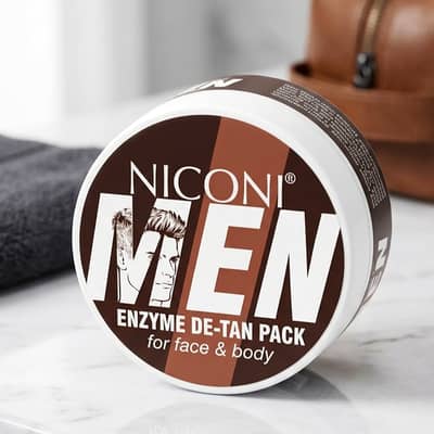 NICONI Men Enzyme De-Tan Pack - Face & Body Tan Removal Pack 120gm