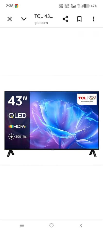 TCL led 43 inch s59k model bilkul new urgent sale i need money