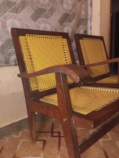 2 wooden chairs