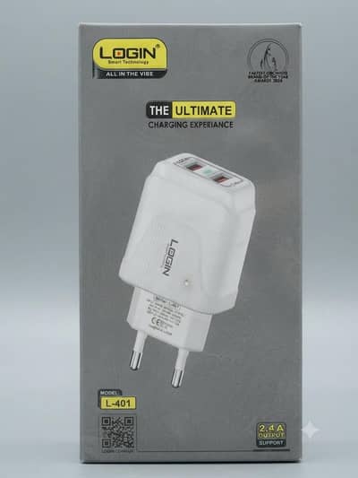 Brand New LOGIN Chargemate (L-401) - 2.4A Output Fast Charger
