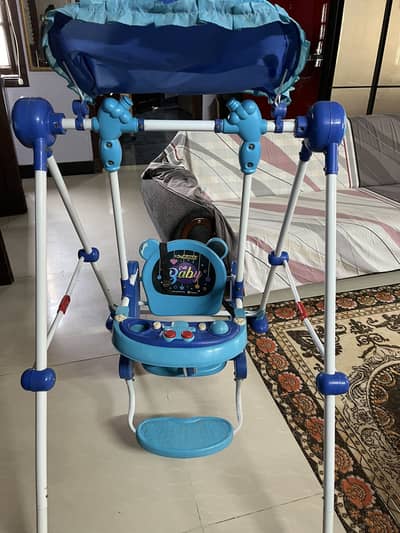 Baby Swing with Canopy & Musical Toy Panel – Excellent Condition