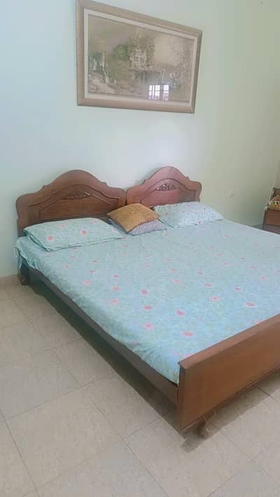 pure wood two single beds with mattress in 50000/-
