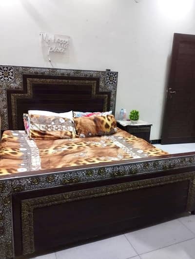 King Size Bed Set with Side Table & Dressing table With Mirror
