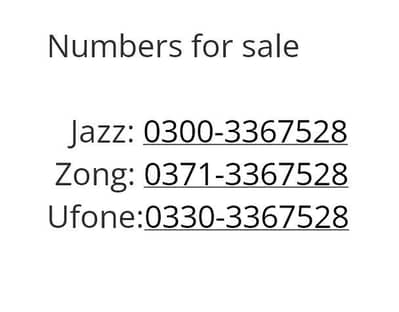 Numbers for sale