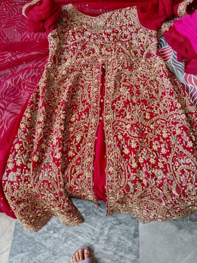 Stunning Crimson Red Bridal Maxi Lehenga Set.