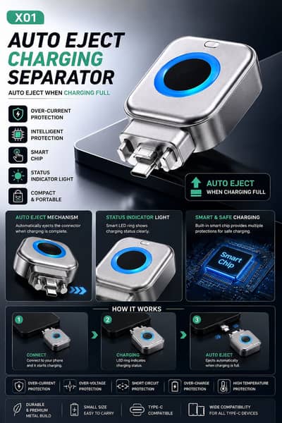 Ai Auto Eject Charging Separator – Smart Charging Solution